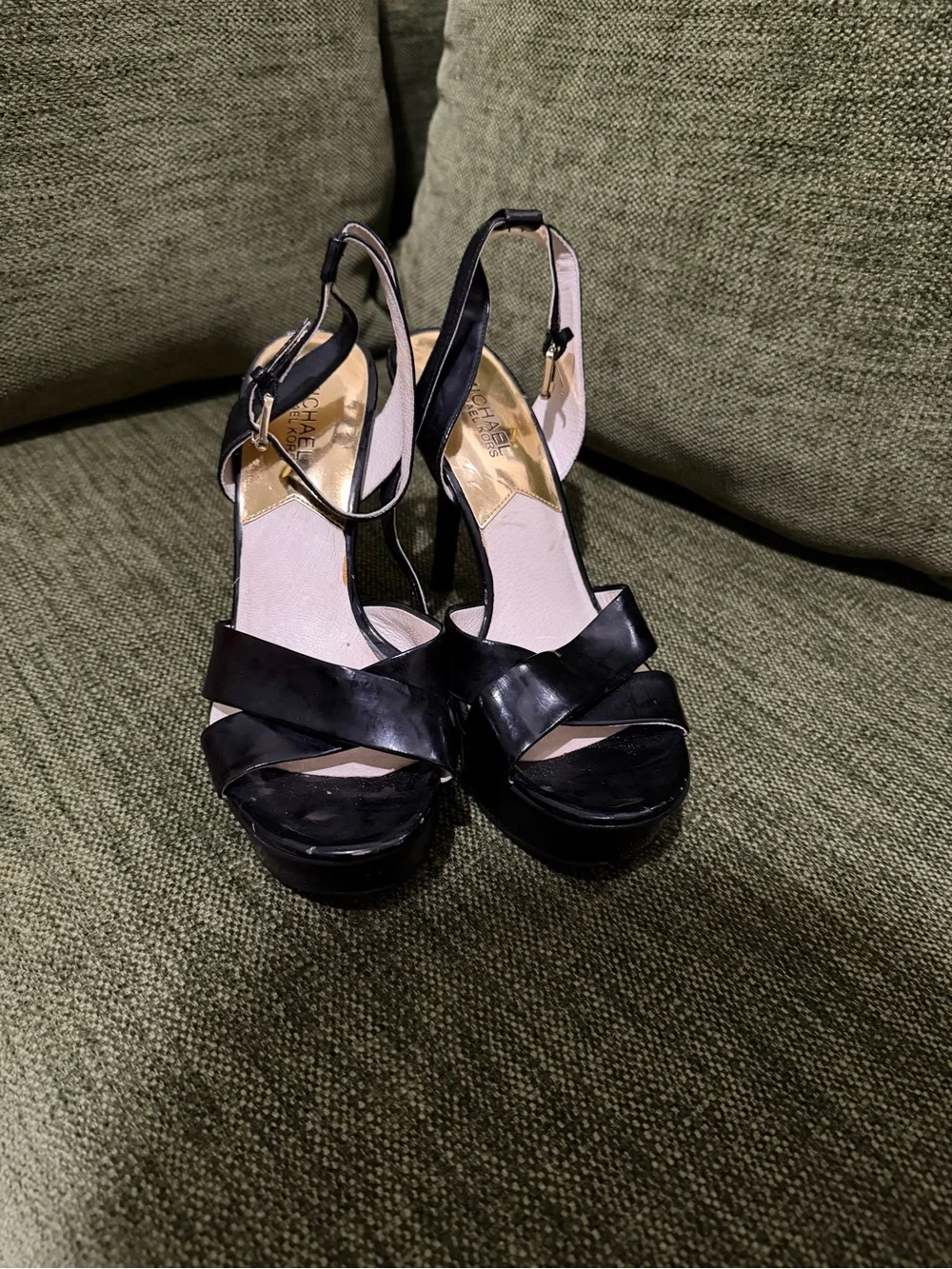 Michael Kors Black Patent Platform High Heel Sandals
